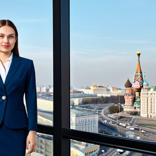 **

"A professional woman in a stylish, fully clothed business suit, standing confidently in a modern Moscow office with panoramic city views. Appropriate attire, safe for work, perfect anatomy, natural pose, professional portrait, high resolution. Modest and family-friendly."

**